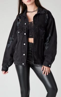 FURST OF A KIND VINTAGE GRAPHIC BACK INSERT DENIM JACKET VINTAGE DENIM JACKETS