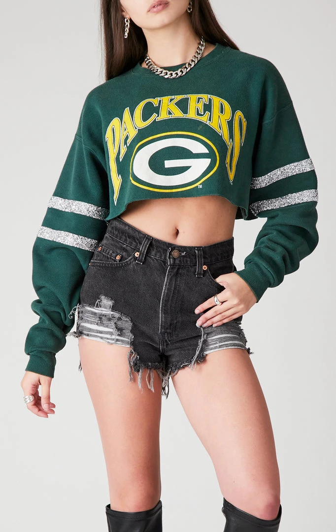 FURST OF A KIND VINTAGE RHINESTONE HOOP CROPPED SWEATSHIRT VINTAGE NFL 3 FURST OF A KIND VINTAGE RHINESTONE HOOP CROPPED SWEATSHIRT VINTAGE NFL