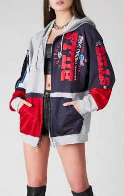 FURST OF A KIND VINTAGE NFL VINTAGE SPLICED PATCHWORK ZIP UP HOODIE