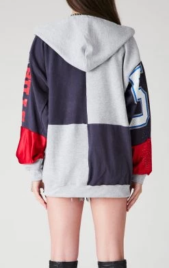 FURST OF A KIND VINTAGE NFL VINTAGE SPLICED PATCHWORK ZIP UP HOODIE