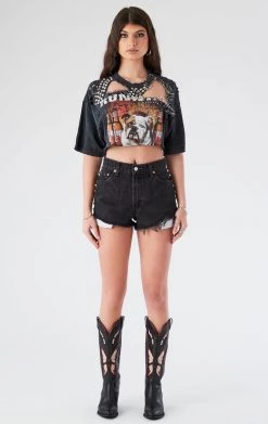 FURST OF A KIND VINTAGE CUT OUT PIN AND STUD CROPPED TEE FESTIVAL