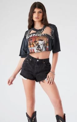 FURST OF A KIND VINTAGE CUT OUT PIN AND STUD CROPPED TEE FESTIVAL