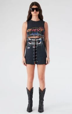 FURST OF A KIND VINTAGE SAFETY PIN LADDER FRONT SLEEVELESS TEE