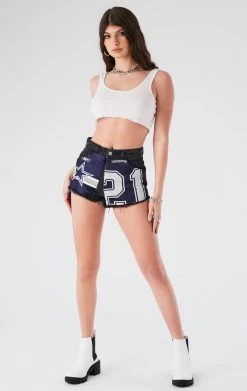 FURST OF A KIND VINTAGE JERSEY PATCH DENIM SHORTS VINTAGE DENIM SHORTS