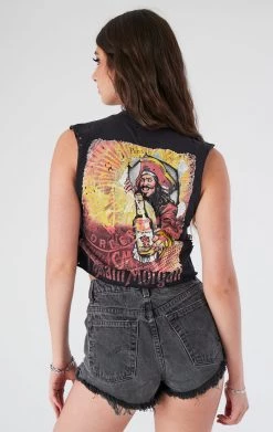 FURST OF A KIND VINTAGE CURVED SAFETY PIN CROPPED SLEEVELESS TEE