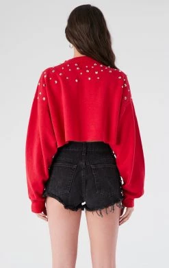 FURST OF A KIND VINTAGE MULTI STUD CROPPED SWEATSHIRT