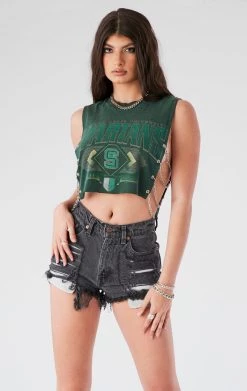 FURST OF A KIND VINTAGE CHAIN SIDE SLEEVELESS CROPPED TEE VINTAGE CHAINS