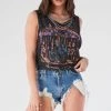 FURST OF A KIND VINTAGE CHAINS VINTAGE CHAIN OVERLAY CUTOUT BACK SLEEVELESS TEE