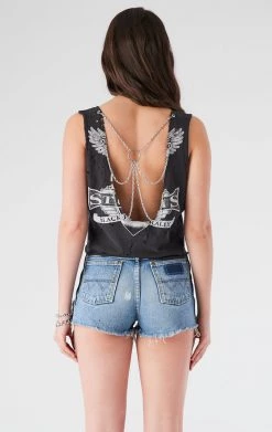 FURST OF A KIND VINTAGE CHAINS VINTAGE CHAIN OVERLAY CUTOUT BACK SLEEVELESS TEE