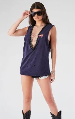 FURST OF A KIND VINTAGE CHAINS VINTAGE DEEP V CHAIN SLEEVELESS TEE