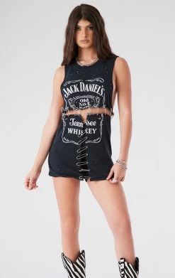 FURST OF A KIND VINTAGE SAFETY PIN LADDER FRONT SLEEVELESS TEE