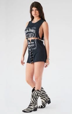 FURST OF A KIND VINTAGE SAFETY PIN LADDER FRONT SLEEVELESS TEE