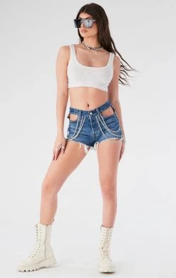 FURST OF A KIND VINTAGE CUT OUT CHAIN DENIM SHORTS FESTIVAL