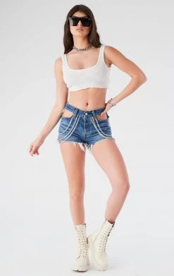 FURST OF A KIND VINTAGE CUT OUT CHAIN DENIM SHORTS FESTIVAL