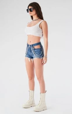 FURST OF A KIND VINTAGE CUT OUT CHAIN DENIM SHORTS FESTIVAL