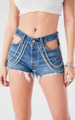 FURST OF A KIND VINTAGE CUT OUT CHAIN DENIM SHORTS FESTIVAL