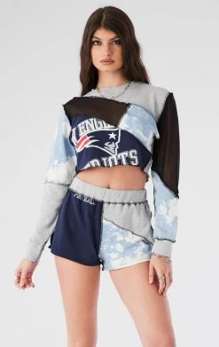 FURST OF A KIND VINTAGE MIXED MEDIA LONG SLEEVE TOP AND SHORT SET