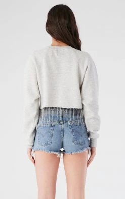 FURST OF A KIND VINTAGE RHINESTONE FRINGE VINTAGE CURVED HEM RHINESTONE FRINGE SWEATSHIRT