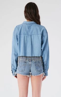 FURST OF A KIND VINTAGE RHINESTONE FRINGE CHAMBRAY