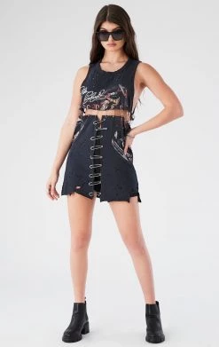 FURST OF A KIND VINTAGE SAFETY PIN LADDER FRONT SLEEVELESS TEE