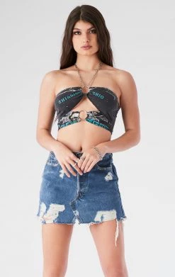 FURST OF A KIND VINTAGE CHAINS VINTAGE CUT OUT CHAIN HALTER TOP