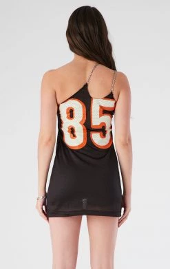 FURST OF A KIND VINTAGE JERSEY ONE SHOULDER DOUBLE CHAIN STRAP DRESS