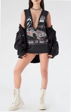 FURST OF A KIND VINTAGE CHAINS VINTAGE DEEP V CHAIN SLEEVELESS TEE