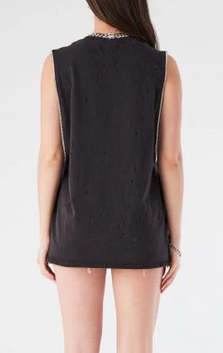 FURST OF A KIND VINTAGE RHINESTONE TRIM SLEEVELESS TEE