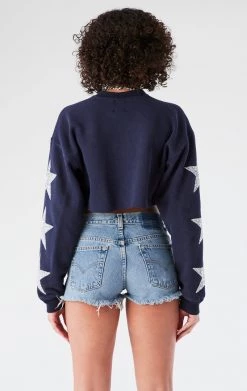 FURST OF A KIND VINTAGE COLLEGE VINTAGE STAR PATCH CROPPED SWEATSHIRT