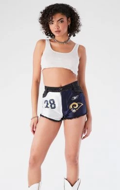 FURST OF A KIND VINTAGE JERSEY PATCH DENIM SHORTS VINTAGE DENIM SHORTS