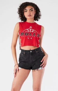 FURST OF A KIND VINTAGE CHAIN SIDE SLEEVELESS CROPPED TEE