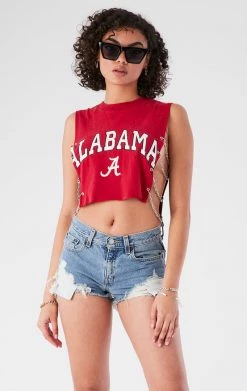 FURST OF A KIND VINTAGE CHAINS VINTAGE CHAIN SIDE SLEEVELESS CROPPED TEE