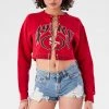 FURST OF A KIND VINTAGE CHAINS VINTAGE CHAIN LACE UP CROP SWEATSHIRT