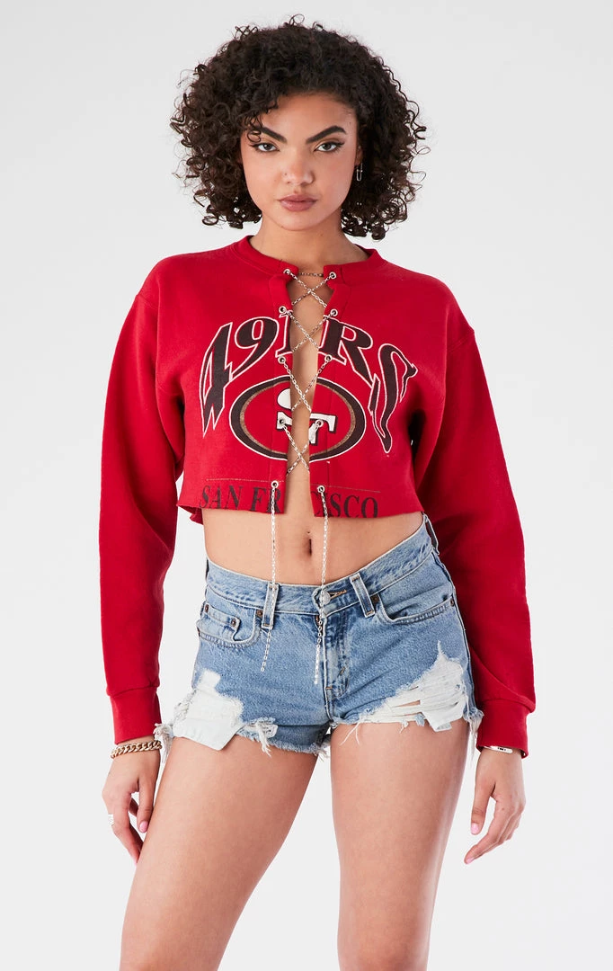 FURST OF A KIND VINTAGE CHAINS VINTAGE CHAIN LACE UP CROP SWEATSHIRT 3 FURST OF A KIND VINTAGE CHAINS VINTAGE CHAIN LACE UP CROP SWEATSHIRT