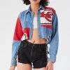 FURST OF A KIND VINTAGE PATCHWORK CROPPED CHAMBRAY