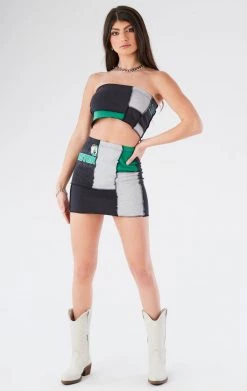 FURST OF A KIND VINTAGE SPORTS VINTAGE SPLICED TUBE TOP AND SKIRT SET