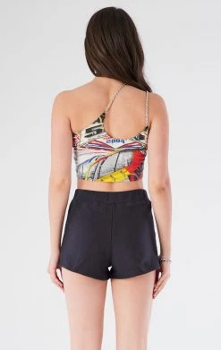 FURST OF A KIND VINTAGE ONE SHOULDER DOUBLE CHAIN SHORT SET