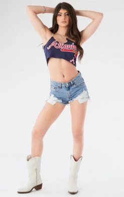 FURST OF A KIND VINTAGE SPORTS VINTAGE ONE SHOULDER DOUBLE RHINESTONE STRAP TANK