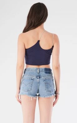 FURST OF A KIND VINTAGE SPORTS VINTAGE ONE SHOULDER DOUBLE RHINESTONE STRAP TANK