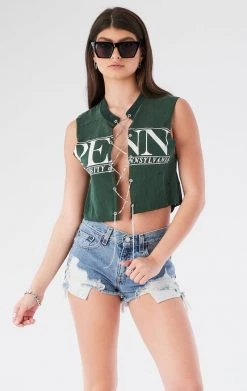 FURST OF A KIND VINTAGE CHAIN LACE UP SLEEVELESS TEE VINTAGE CHAINS