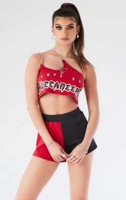 FURST OF A KIND VINTAGE ONE SHOULDER DOUBLE CHAIN SHORT SET VINTAGE CHAINS