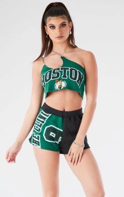 FURST OF A KIND VINTAGE ONE SHOULDER DOUBLE CHAIN SHORT SET