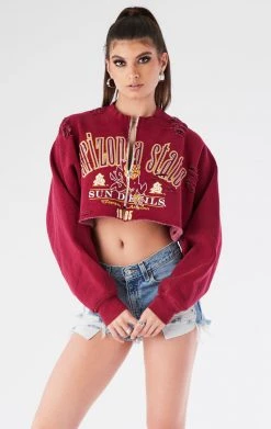 FURST OF A KIND VINTAGE ZIP CROPPED SWEATSHIRT VINTAGE COLLEGE