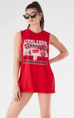 FURST OF A KIND VINTAGE RHINESTONE TRIM SLEEVELESS TEE