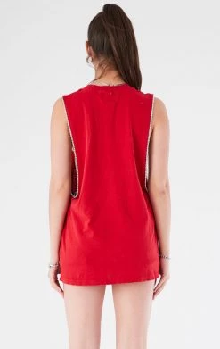 FURST OF A KIND VINTAGE RHINESTONE TRIM SLEEVELESS TEE