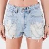 FURST OF A KIND FESTIVAL VINTAGE CHAIN AND PIN DRAPE DENIM SHORTS