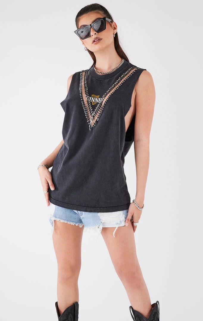 FURST OF A KIND VINTAGE PINS VINTAGE V SAFETY PIN SLEEVELESS TEE 3 FURST OF A KIND VINTAGE PINS VINTAGE V SAFETY PIN SLEEVELESS TEE