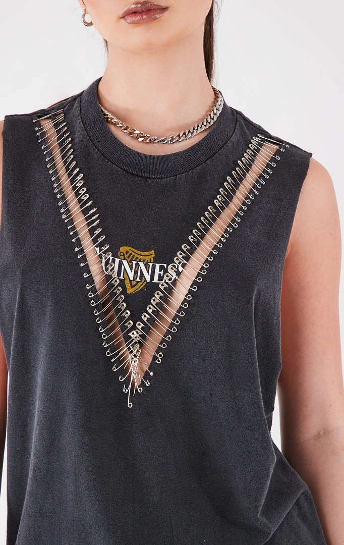 FURST OF A KIND VINTAGE PINS VINTAGE V SAFETY PIN SLEEVELESS TEE 5 FURST OF A KIND VINTAGE PINS VINTAGE V SAFETY PIN SLEEVELESS TEE
