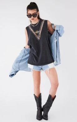 FURST OF A KIND VINTAGE PINS VINTAGE V SAFETY PIN SLEEVELESS TEE