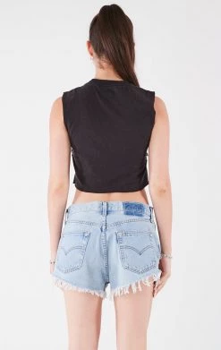 FURST OF A KIND VINTAGE CURVED SAFETY PIN CROPPED SLEEVELESS TEE